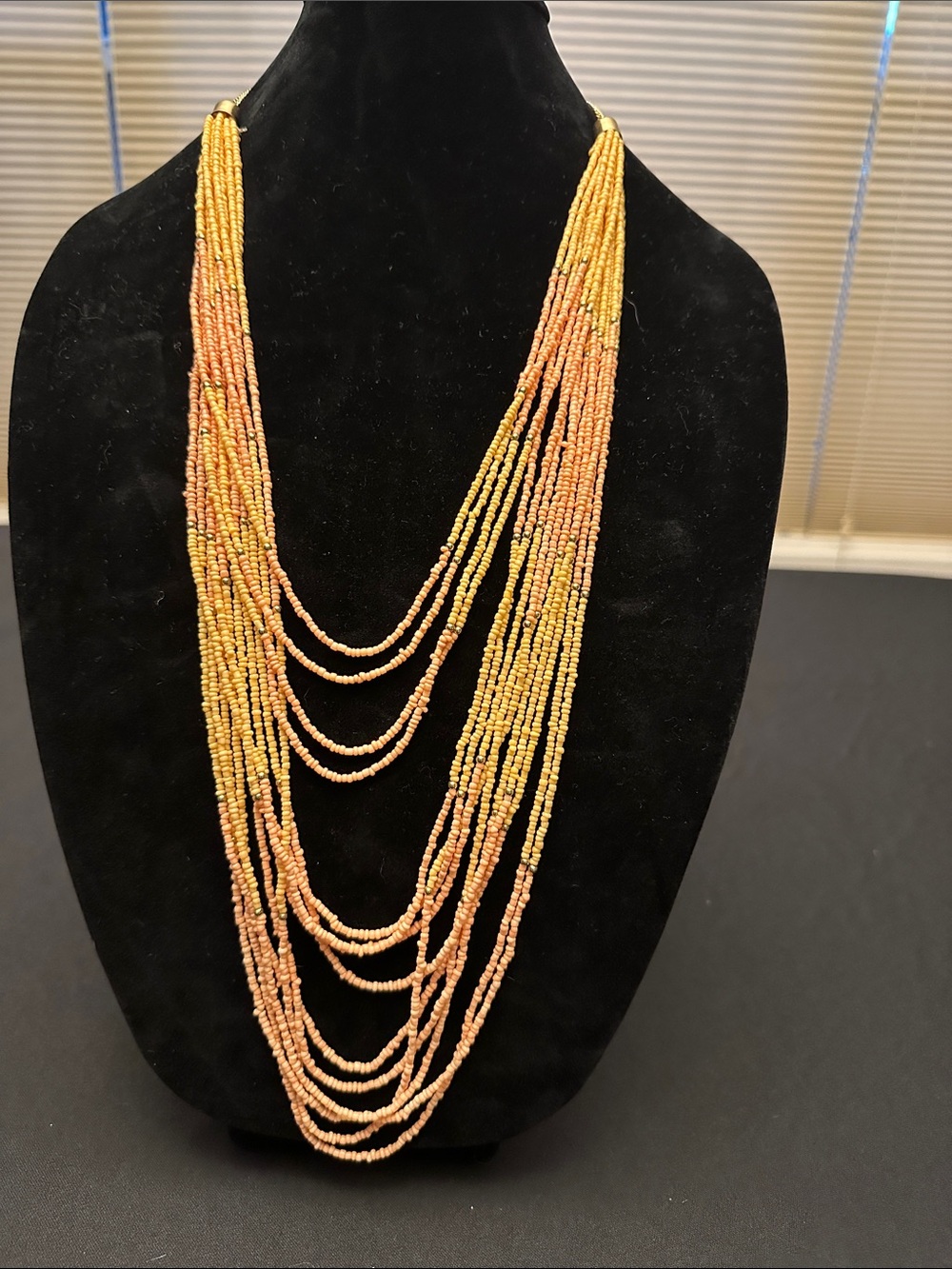 Kohl's Layered Seed Bead Necklace in Yellow and Peach